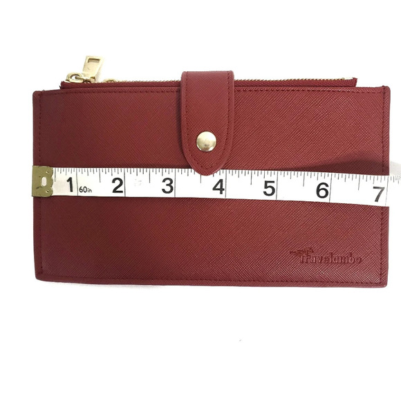 Travelambo Womens Wallet RFID Blocking Bifold Multi Card Case Red Minimalist - Picture 6 of 7